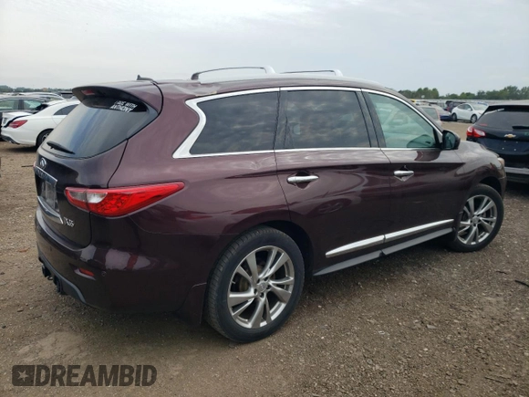 2013 Infiniti JX35 with VIN 5N1AL0MM1DC329248, listed as a Copart auction lot 58764914 with 77,482 mi miles and Salvage Title. Bid and sale history available at carsss.com. Image 3.