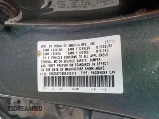 2013 Honda Accord LX z VIN 1HGCR2F39DA142218, wystawiony jako Copart lot #55621635 z przebiegiem 109 215 mil mil oraz Szkoda całkowita • Salvage title. Historia ofert i sprzedaży dostępna na DreamBid. Obrazek 12.