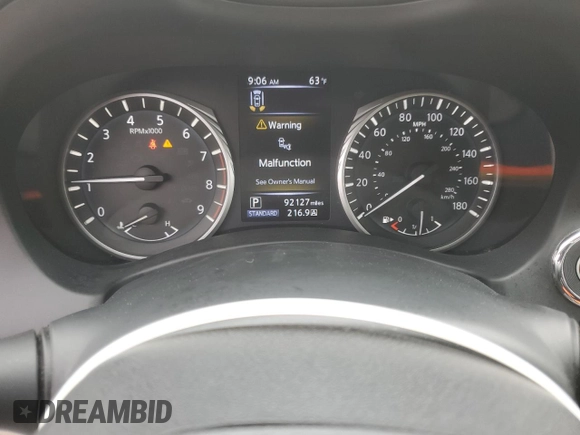 2018 Infiniti Q50 Luxe with VIN JN1EV7AR5JM442833, listed as a Copart auction lot 56628175 with 92,127 mi miles and Salvage title. Bid and sale history available at DreamBid. Image 9.