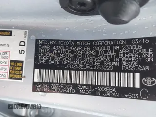 2016 Toyota Prius Two z VIN JTDZN3EUXGJ053220, wystawiony jako IAAI lot #42318675 z przebiegiem Nie podano mil oraz . Historia ofert i sprzedaży dostępna na DreamBid. Obrazek 9.