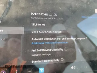 2019 Tesla Model 3 Mid Range z VIN 5YJ3E1EA5KF480188, wystawiony jako Copart lot #53817545 z przebiegiem 121 846 mil mil oraz Szkoda całkowita • Salvage title. Historia ofert i sprzedaży dostępna na DreamBid. Obrazek 9.
