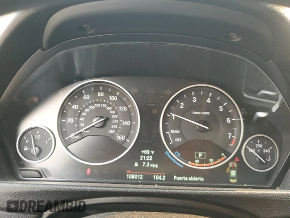 2013 BMW 3 Series 328i with VIN WBA3C1G51DNR46397, listed as a Copart auction lot 87870915 with 108,012 mi miles and Salvage Title. Bid and sale history available at carsss.com. Image 9.