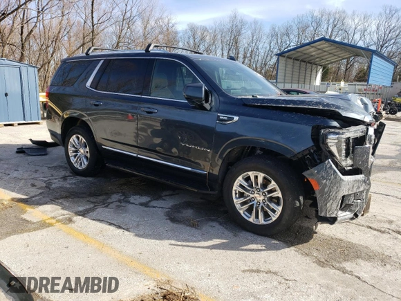 2021 GMC Yukon SLT with VIN 1GKS2BKD3MR282669, listed as a Copart auction lot 47634735 with 58,601 mi miles and Salvage Title. Bid and sale history available at carsss.com. Image 4.