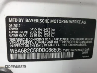 2013 BMW 6 Series 650i with VIN WBA6B2C58DDG66805, listed as a Copart auction lot 44917915 with 135,791 mi miles and Clean Title. Bid and sale history available at DreamBid. Image 12.