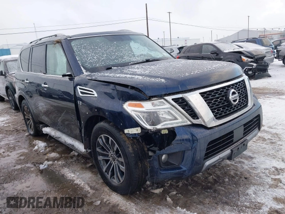 2020 Nissan Armada SL with VIN JN8AY2NC5LX519119, listed as a IAAI auction lot 41447880 with 100,862 mi miles. Bid and sale history available at carsss.com. Image 1.