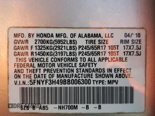 2011 Honda Pilot EX with VIN 5FNYF3H49BB006300, listed as a Copart auction lot 53062725 with 283,998 mi miles and Clean Title. Bid and sale history available at carsss.com. Image 13.