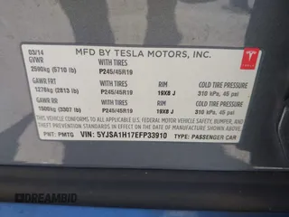 2014 Tesla Model S 60 z VIN 5YJSA1H17EFP33910, wystawiony jako IAAI lot #42346934 z przebiegiem Nie podano mil oraz . Historia ofert i sprzedaży dostępna na DreamBid. Obrazek 9.
