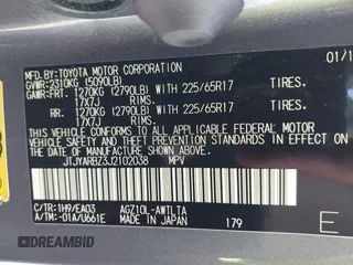 2018 Lexus NX 300 with VIN JTJYARBZ3J2102038, listed as a IAAI auction lot 42098666 with 122,780 mi miles and . Bid and sale history available at DreamBid. Image 9.
