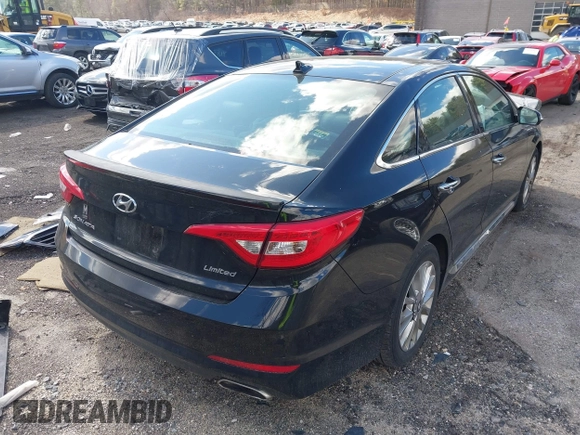 2015 Hyundai Sonata Limited with VIN 5NPE34AF3FH048224, listed as a IAAI auction lot 41857219 with 166,240 mi miles and . Bid and sale history available at carsss.com. Image 4.