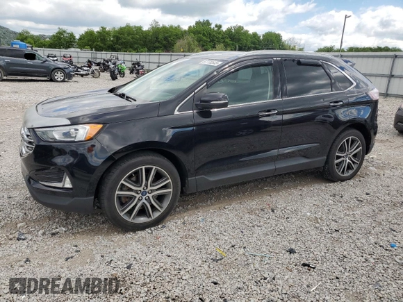 2019 Ford Edge Titanium with VIN 2FMPK4K94KBB35538, listed as a Copart auction lot 57770545 with 85,021 mi miles and Salvage title. Bid and sale history available at DreamBid. Image 1.