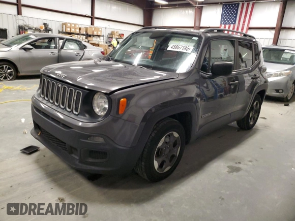 2018 Jeep Renegade Sport with VIN ZACCJAAB4JPH77082, listed as a Copart auction lot 45867195 with 174,305 mi miles and Salvage Title. Bid and sale history available at DreamBid. Image 1.