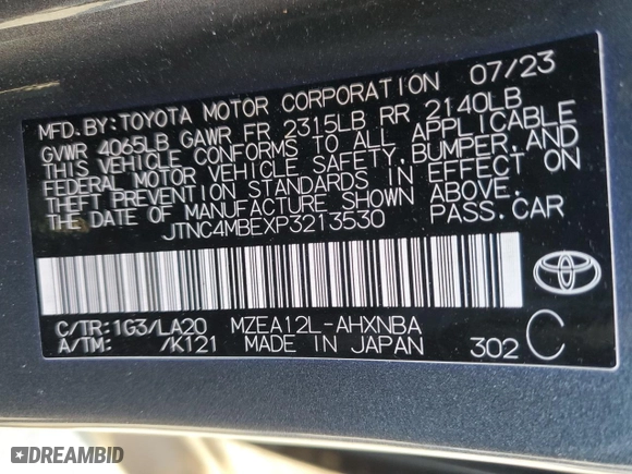 2023 Toyota Corolla Hatchback XSE with VIN JTNC4MBEXP3213530, listed as a Copart auction lot 89224645 with 15,464 mi miles and Salvage Title. Bid and sale history available at carsss.com. Image 14.