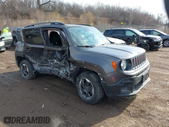2017 Jeep Renegade Sport z VIN ZACCJBAB3HPG00961, wystawiony jako IAAI lot #41709631 z przebiegiem 90 765 mil mil oraz . Historia ofert i sprzedaży dostępna na DreamBid. Obrazek 1.