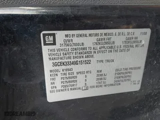 2009 Chevrolet Silverado 1500 LTZ with VIN 3GCEK33349G151522, listed as a IAAI auction lot 41489732 with 227,313 mi miles. Bid and sale history available at carsss.com. Image 9.