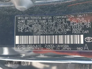 2011 Toyota Prius I z VIN JTDKN3DUXB1375772, wystawiony jako IAAI lot #42315979 z przebiegiem 208 265 mil mil oraz . Historia ofert i sprzedaży dostępna na DreamBid. Obrazek 9.