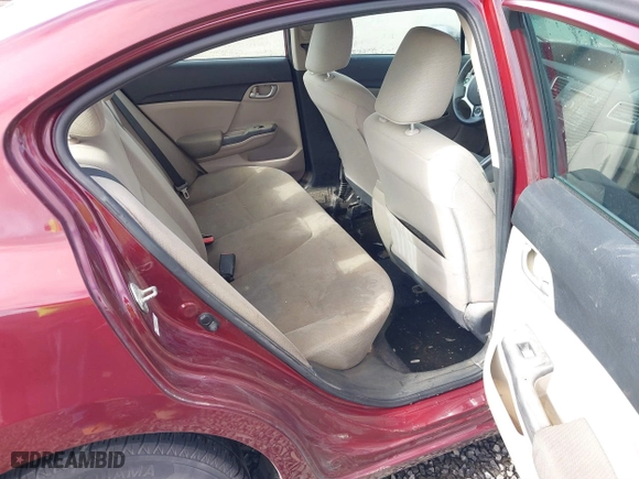 2013 Honda Civic Sdn LX with VIN 2HGFB2F52DH538253, listed as a IAAI auction lot 41824855 with 1 mi miles. Bid and sale history available at carsss.com. Image 8.