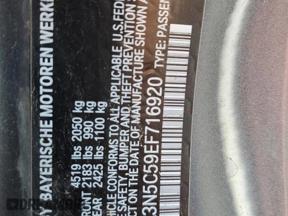 2014 BMW 4 Series 428i xDrive with VIN WBA3N5C59EF716920, listed as a Copart auction lot 53915275 with 125,300 mi miles and Salvage title. Bid and sale history available at DreamBid. Image 13.