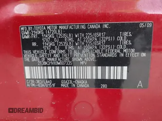 2009 Toyota RAV4 Ltd with VIN 2T3BK31VX9W007335, listed as a IAAI auction lot 41699993 with 183,658 mi miles. Bid and sale history available at carsss.com. Image 9.
