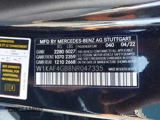 2022 Mercedes-Benz C 300 with VIN W1KAF4GB8NR047335, listed as a IAAI auction lot 41785599 with 37,157 mi miles and . Bid and sale history available at DreamBid. Image 9.