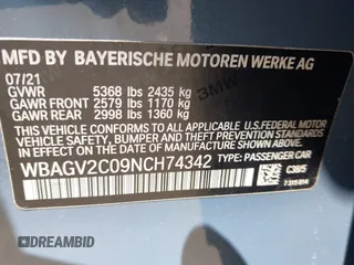 2022 BMW 8 Series 840i with VIN WBAGV2C09NCH74342, listed as a IAAI auction lot 42326824 with 12,745 mi miles and . Bid and sale history available at DreamBid. Image 9.
