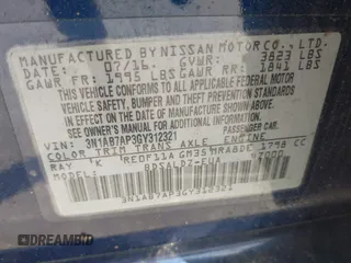 2016 Nissan Sentra SV with VIN 3N1AB7AP3GY312321, listed as a IAAI auction lot 42173525 with 79,290 mi miles and . Bid and sale history available at DreamBid. Image 9.