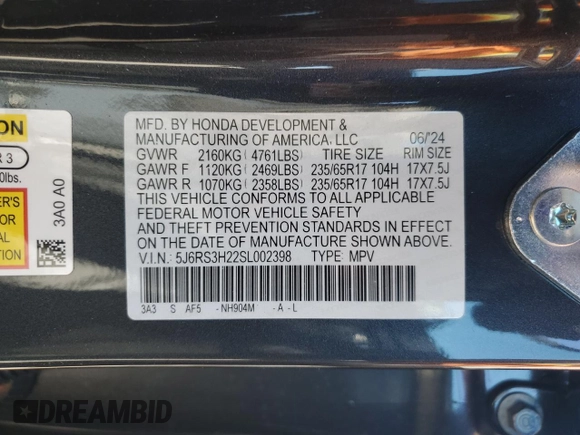 2025 Honda CR-V LX with VIN 5J6RS3H22SL002398, listed as a Copart auction lot 86980104 with 7,131 mi miles and Salvage Title. Bid and sale history available at DreamBid. Image 13.