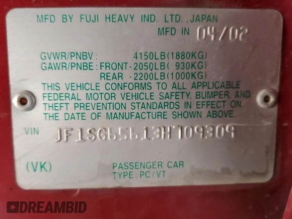 2003 Subaru Forester XS with VIN JF1SG65613H709309, listed as a Copart auction lot 48029345 with 237,050 mi miles and Salvage Title. Bid and sale history available at carsss.com. Image 12.