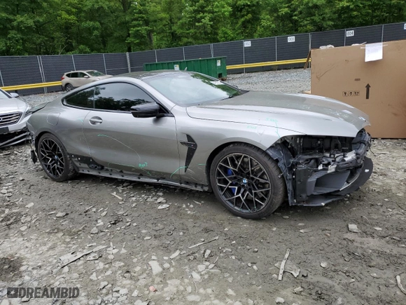 2020 BMW M8 with VIN WBSAE0C08LCE17639, listed as a Copart auction lot 54253224 with NaN miles and Salvage Title. Bid and sale history available at carsss.com. Image 4.