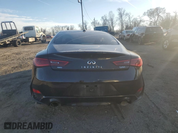 2017 Infiniti Q60 2.0t with VIN JN1CV7EL4HM320083, listed as a Copart auction lot 47426045 with 116,411 mi miles and Salvage Title. Bid and sale history available at DreamBid. Image 6.