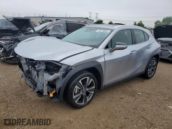 2025 Lexus UX with VIN JTHUCJDH3S2001129, listed as a Copart auction lot 65140554 with 875 mi miles and Salvage Title. Bid and sale history available at carsss.com. Image 1.