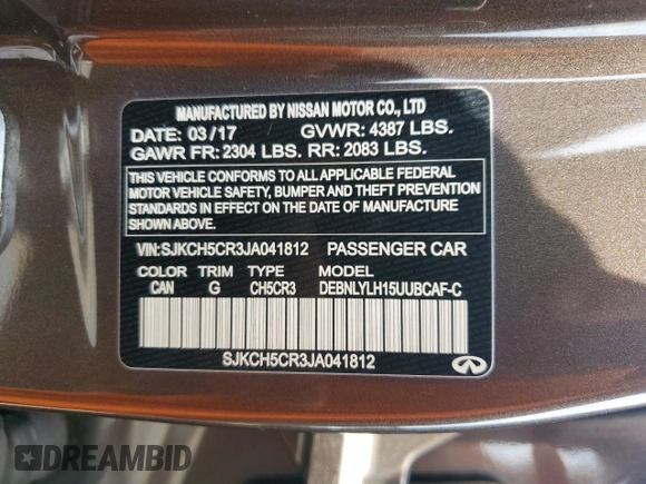 2018 Infiniti QX30 Premium with VIN SJKCH5CR3JA041812, listed as a Copart auction lot 61630184 with 97,144 mi miles and Salvage Title. Bid and sale history available at carsss.com. Image 13.