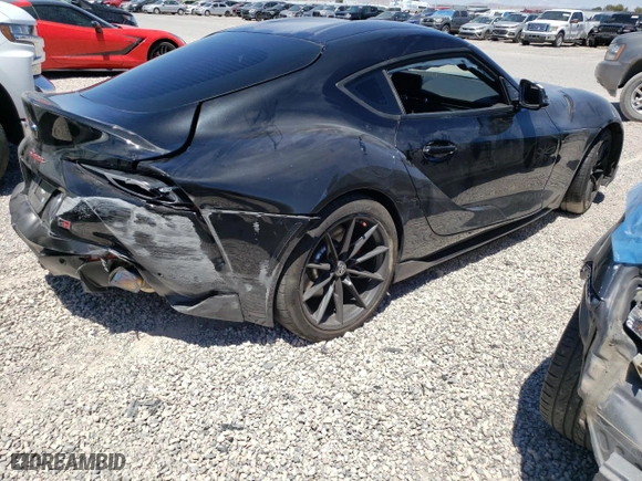 2023 Toyota GR Supra 3.0 with VIN WZ1DB0G02PW059934, listed as a Copart auction lot 61283444 with 12,027 mi miles and Salvage Title. Bid and sale history available at carsss.com. Image 3.
