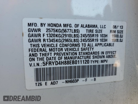 2014 Acura MDX Advance with VIN 5FRYD4H88EB011120, listed as a Copart auction lot 49818075 with 59,560 mi miles and Salvage Title. Bid and sale history available at DreamBid. Image 15.