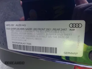 2020 Audi S5 Prestige with VIN WAUR4AF5XLA017646, listed as a IAAI auction lot 41898552 with 66,218 mi miles and . Bid and sale history available at DreamBid. Image 9.