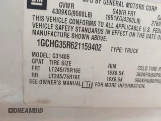 2002 Chevrolet Express Cargo with VIN 1GCHG35R621159402, listed as a IAAI auction lot 42170093 with Not provided miles and . Bid and sale history available at DreamBid. Image 9.