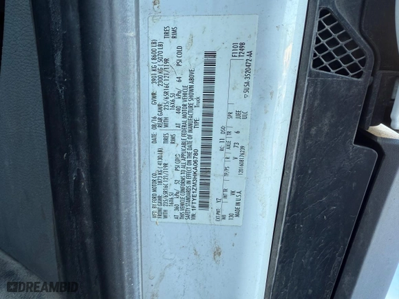 2017 Ford Transit Van with VIN 1FTYE1ZM3HKA06780, listed as a Copart auction lot 43667585 with NaN miles and Clean Title. Bid and sale history available at carsss.com. Image 10.