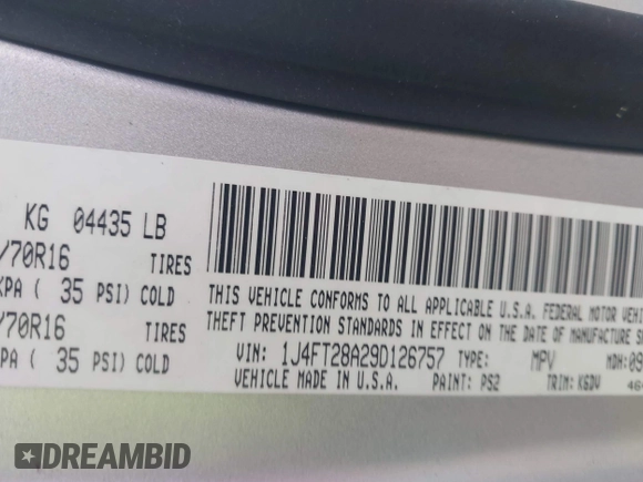 2009 Jeep Patriot Sport z VIN 1J4FT28A29D126757, wystawiony jako IAAI lot #42353541 z przebiegiem 122 277 mil mil oraz . Historia ofert i sprzedaży dostępna na DreamBid. Obrazek 9.