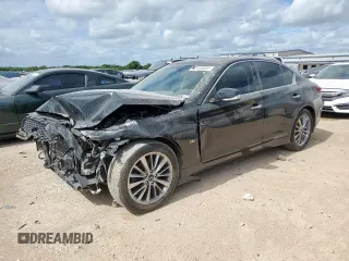 2018 Infiniti Q50 Luxe with VIN JN1EV7AR0JM444361, listed as a Copart auction lot 62164605 with 70,011 mi miles and Salvage title. Bid and sale history available at DreamBid. Image 1.