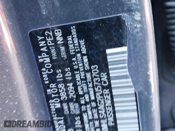 2023 Hyundai Elantra SEL with VIN KMHLS4AG2PU573703, listed as a Copart auction lot 49816645 with 40,432 mi miles and Salvage title. Bid and sale history available at DreamBid. Image 14.