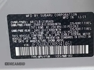 2024 Subaru Crosstrek Premium с VIN JF2GUADC0R8341461, выставлен на аукционе IAAI как лот 42393575 с пробегом 3 743 миль миль и . История ставок и продаж доступна на DreamBid. Изображение 9.