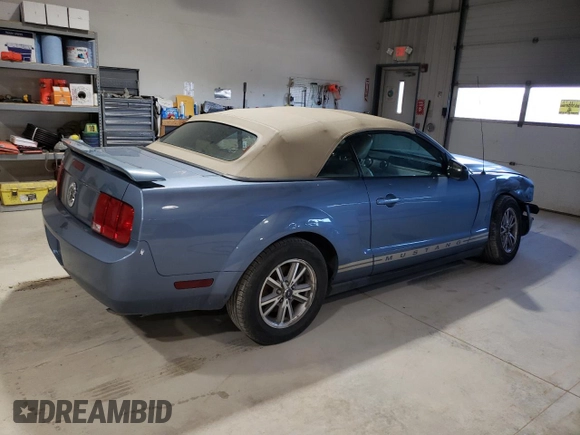 2005 Ford Mustang Deluxe with VIN 1ZVFT84N955258739, listed as a Copart auction lot 53480975 with 154,945 mi miles and Salvage Title. Bid and sale history available at carsss.com. Image 3.