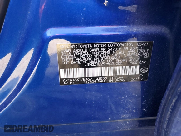 2023 Lexus IS 350 F Sport с VIN JTHGZ1E26P5031088, выставлен на аукционе Copart как лот 85846244 с пробегом 10 758 миль миль и Списание • Salvage title. История ставок и продаж доступна на DreamBid. Изображение 13.