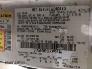 2014 Ford Fusion SE with VIN 3FA6P0H90ER290746, listed as a IAAI auction lot 41333537 with 148,755 mi miles. Bid and sale history available at carsss.com. Image 9.