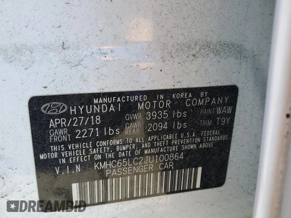 2018 Hyundai Ioniq Blue z VIN KMHC65LC2JU100864, wystawiony jako Copart lot #52219505 z przebiegiem 72 044 mil mil oraz Szkoda całkowita • Salvage title. Historia ofert i sprzedaży dostępna na DreamBid. Obrazek 13.