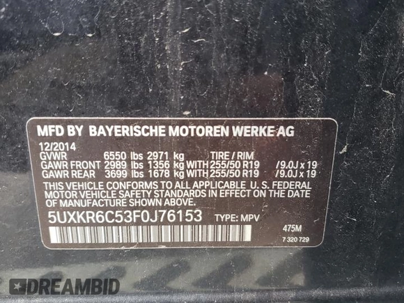 2015 BMW X5 xDrive50i z VIN 5UXKR6C53F0J76153, wystawiony jako Copart lot #52365645 z przebiegiem 119 431 mil mil oraz Czysty tytuł • Clean title. Historia ofert i sprzedaży dostępna na DreamBid. Obrazek 13.