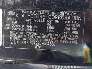 2014 Kia Soul with VIN KNDJN2A22E7004566, listed as a IAAI auction lot 41837857 with 127,809 mi miles. Bid and sale history available at carsss.com. Image 9.