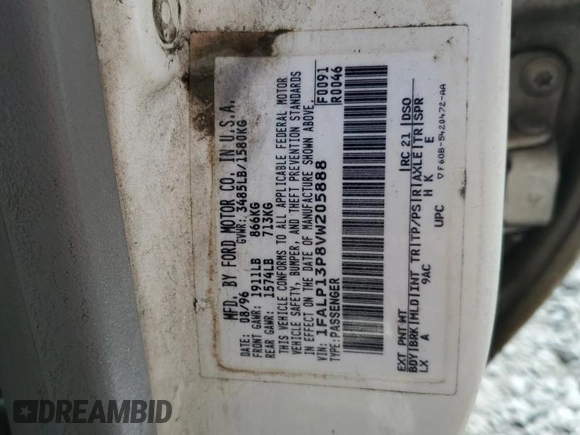 1997 Ford Escort LX z VIN 1FALP13P8VW205888, wystawiony jako Copart lot #70588004 z przebiegiem 156 013 mil mil oraz Nie do naprawy • Non repairable. Historia ofert i sprzedaży dostępna na DreamBid. Obrazek 12.