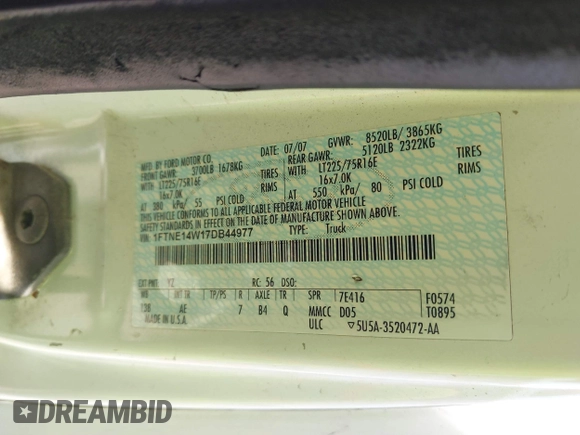 2007 Ford Econoline Cargo Commercial with VIN 1FTNE14W17DB44977, listed as a IAAI auction lot 42084271 with 316,941 mi miles and . Bid and sale history available at DreamBid. Image 9.