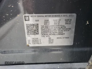 2020 GMC Terrain SLT with VIN 3GKALVEV6LL260427, listed as a Copart auction lot 56290705 with 60,390 mi miles and Salvage title. Bid and sale history available at DreamBid. Image 14.