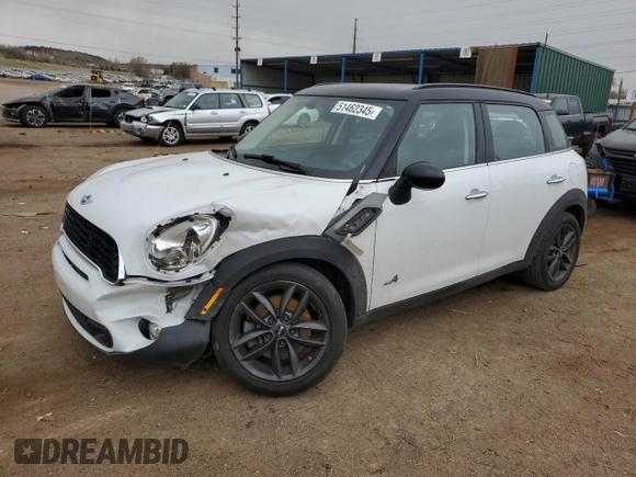 2013 MINI Countryman S ALL4 with VIN WMWZC5C52DWP32567, listed as a Copart auction lot 51462345 with 109,264 mi miles and Salvage Title. Bid and sale history available at DreamBid. Image 1.